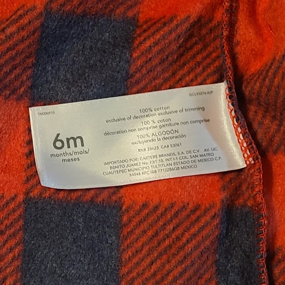 Carter's Red/Black Plaid Baby Vest with Black Leggings NWOT 6 Months
